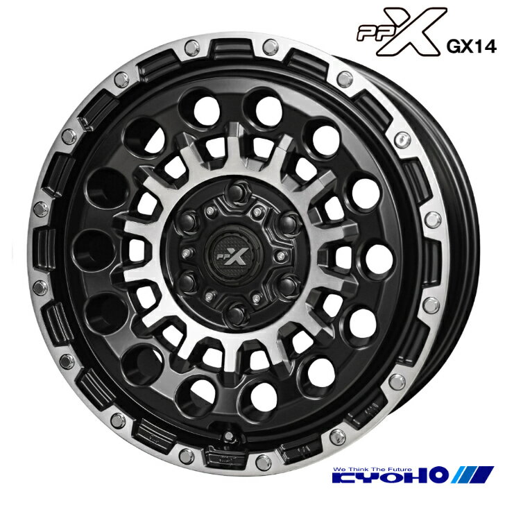 18×8.0J インセット +50 6H 139.7 ホイール 4本共豊コーポレーション PPX GX14 ブラック ポリッシュランドクルーザー 300系