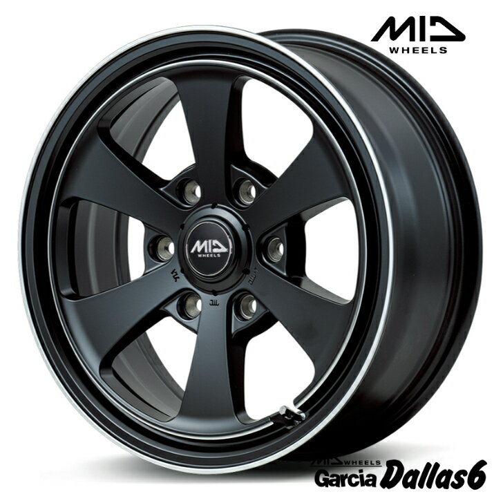Rakuten - 16×6.5J インセット+38 6-139.7 新品 ホイール 4本MID マルカ ガルシア ダラス ブラック 黒 ポリッシュレトロ 6本スポーク 6スポーク アメリカン レーシングハイエース 200系