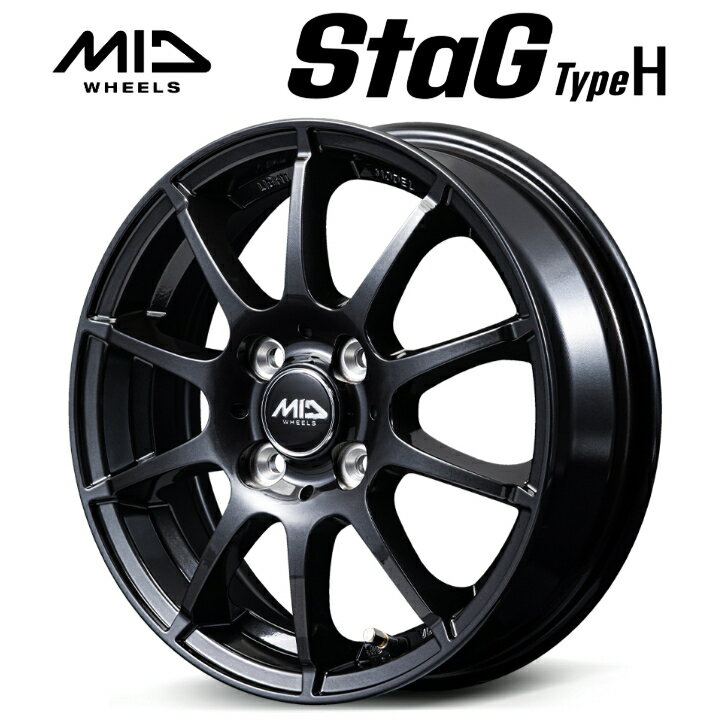 14×4.5J インセット +43 4-100 新品 ホイール 4本MID マルカサービス STAG スタッグ タイプH グレーN-BOX N-WGN N-ONE HONDA車専用設計
