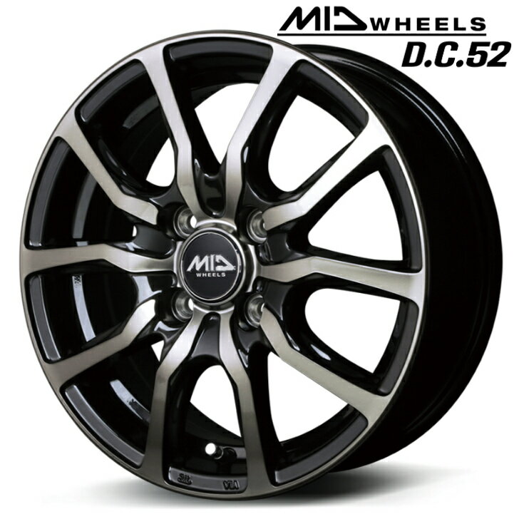 12×3.50B インセット+42 4-100 ブラック ポリッシュマルカサービス MID D.C. 52 新品 ホイール 4本キャリイ エブリー N-VAN ハイゼット 軽自動車