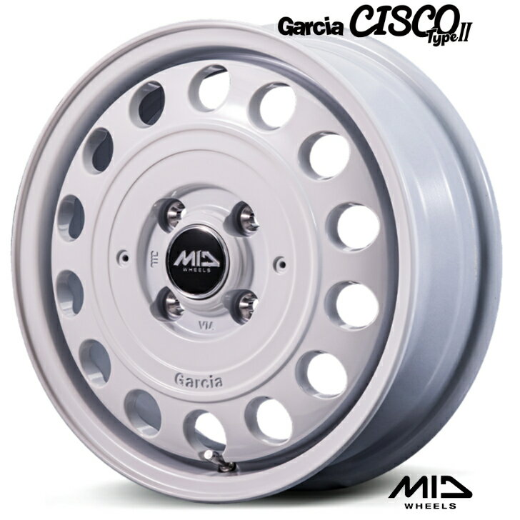 N-BOX ジョイメガ タント ウェイク ワゴンR デイズ15×4.5J インセット+45 4-100 新品 ホイール 4本MID マルカサービス ガルシア シスコ タイプ2 ホワイト