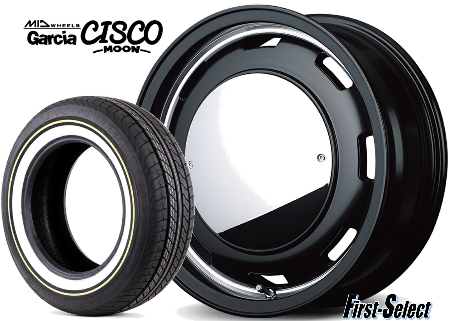 200系 ハイエースGarcia CISCO MOON（ガルシア シスコムーン）16inch 6.5J +38 6H139.7オーレンカウンター クラシックオーバル215/65R16 109/107車検対応ホワイトリボンタイヤ