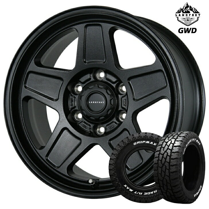 15×6.0J インセット +33 6H 139.7 タイヤ ホイールトピー ランドフット GWD ブラック 黒 新品 4本マッドレイジ R/T 195R15C 107/105Qハイエース