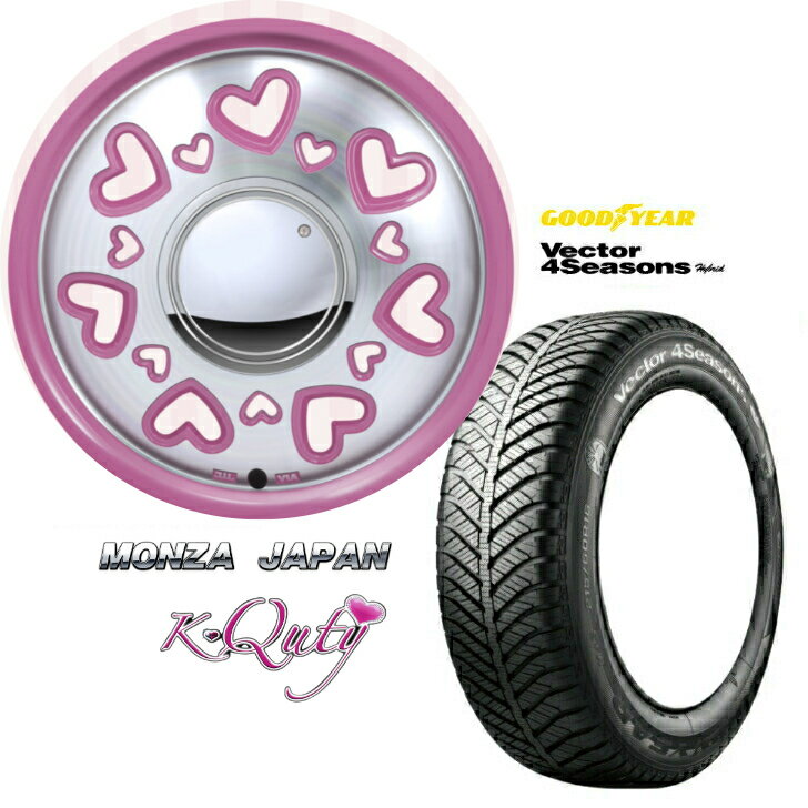 14×4.5J インセット +43 4H-100 ホイール 4本155/55R14 69H 新品 オールシーズンタイヤ セットMONZA JA..