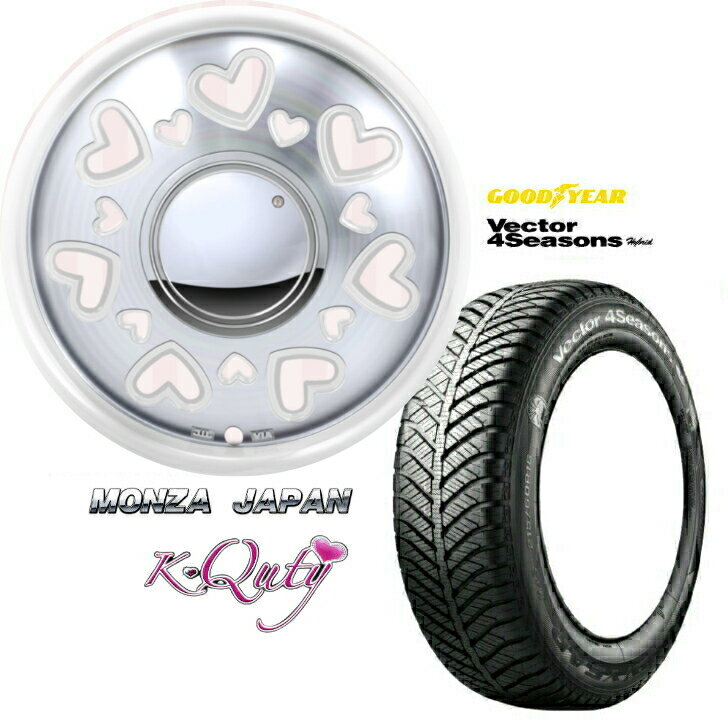 14×4.5J インセット +43 4H-100 ホイール 4本155/55R14 69H 新品 オールシーズンタイヤ セットMONZA JA..
