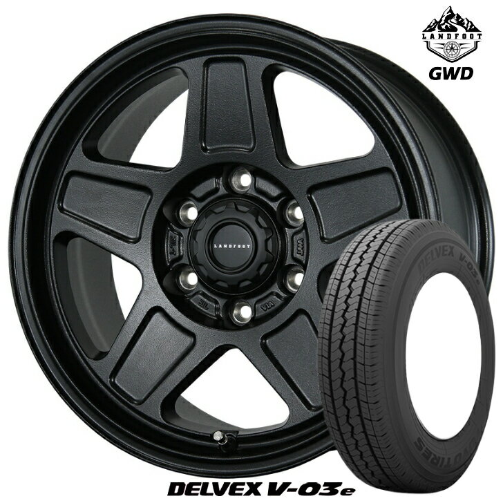 樂天商城 - 15×6.0J インセット +33 6H 139.7 タイヤ ホイールトピー ランドフット GWD ブラック 黒 新品 4本トーヨー デルベックス V-03e 195/80R15 107/105Nハイエース