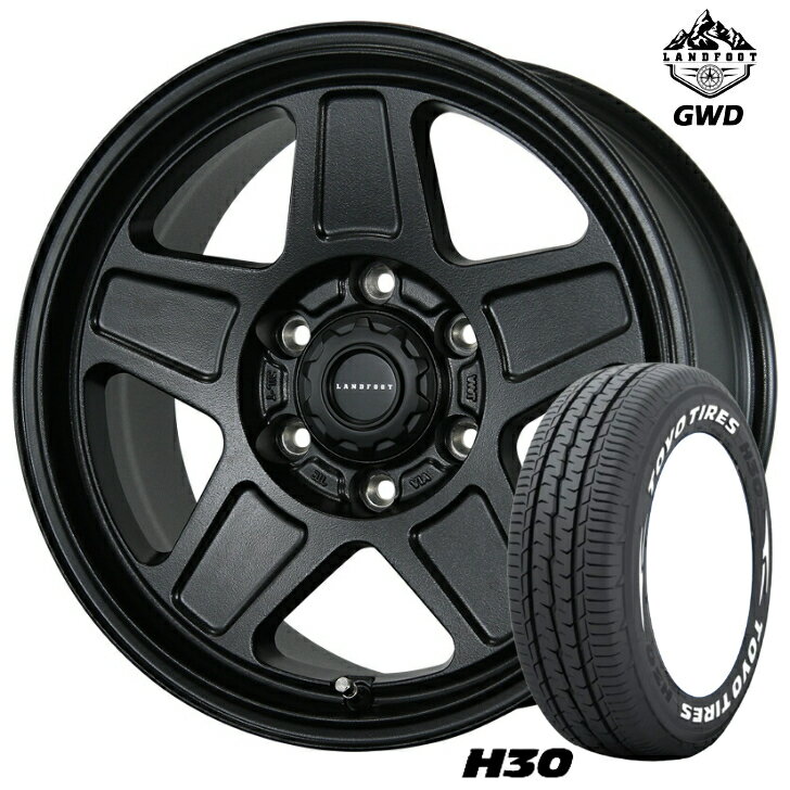 乐天商城 - 15×6.0J インセット +33 6H 139.7 タイヤ ホイールトピー ランドフット GWD ブラック 黒 新品 4本トーヨー H30 195/80R15 107/105N ホワイトレターハイエース