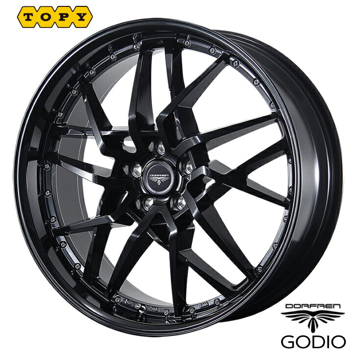 樂天商城 - 21×8.5J インセット +38 5-114.3 新品 21インチ ブラックTOPY トピー DORFREN GODIO ドルフレン ゴディオ 黒