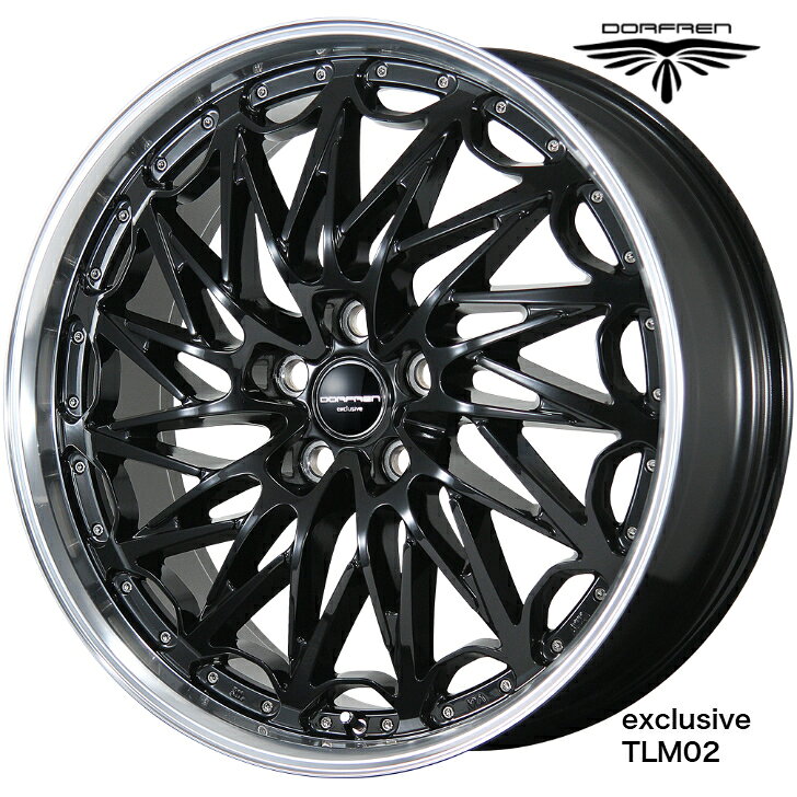 クラウン クロスオーバー 30系 レクサス NX 20系21×8.5J インセット+42 5-114.3 ブラック ポリッシュTOPY トピー ドルフレン エクスクルーシブ TLM-02高級感 立体感 メッシュ スポーク 深リム ディープリム