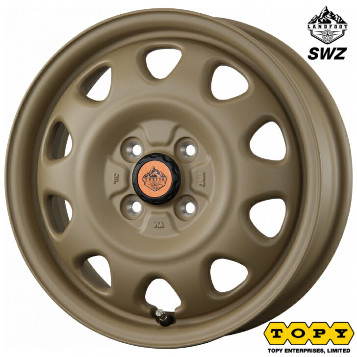 キャリィ エヴリィ N-VAN ハイゼット 軽自動車12×3.50B インセット+44 4-100 ブラウンTOPY LANDFOOT ランドフット SWZ カフェレトロ かわいい 可愛い ミルクティー色 鉄チン風