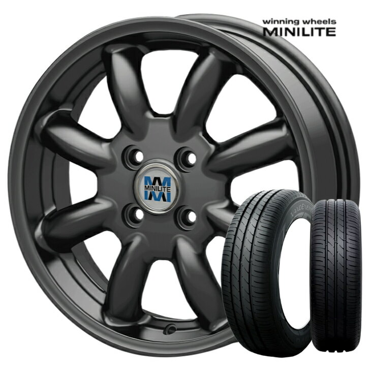 14×4.5J インセット +45 4-100 ホイール 4本MINILITE ミニライト KIT KOSEI ガンメタ グレートーヨー ナノエナジー3 155/65R14 タイヤ 4本N-BOX ウェイク スペーシア デイズ ワゴンR