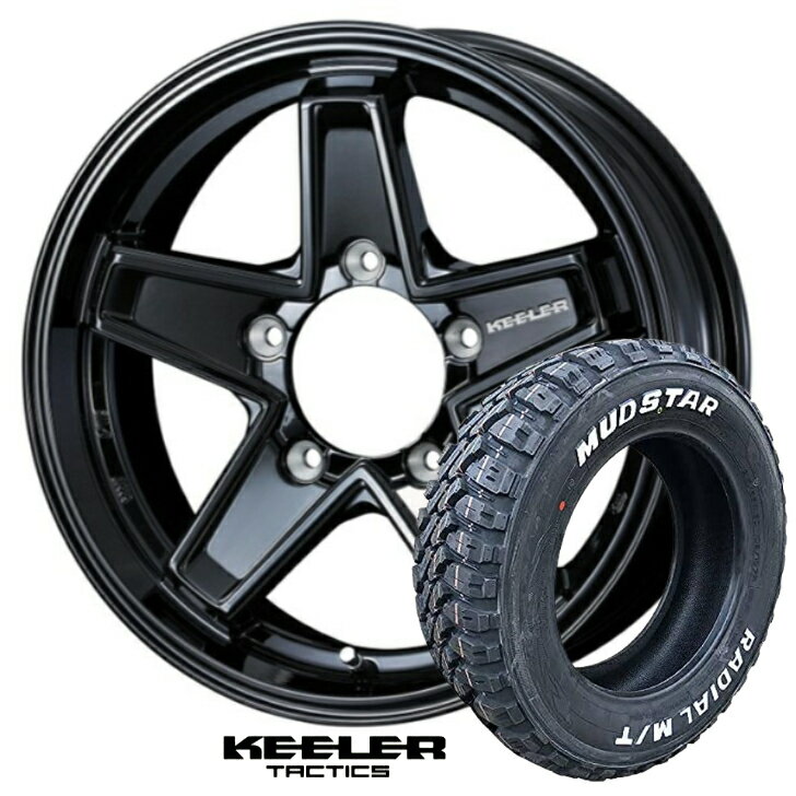 樂天商城 - ジムニー JIMNY 新品 タイヤ ホイール 4本 ブラック ごつい16×5.5J インセット +22 5H139.7 キーラー タクティクス 黒215/70R16 100T マッドスター ラジアル M/T ホワイトレター