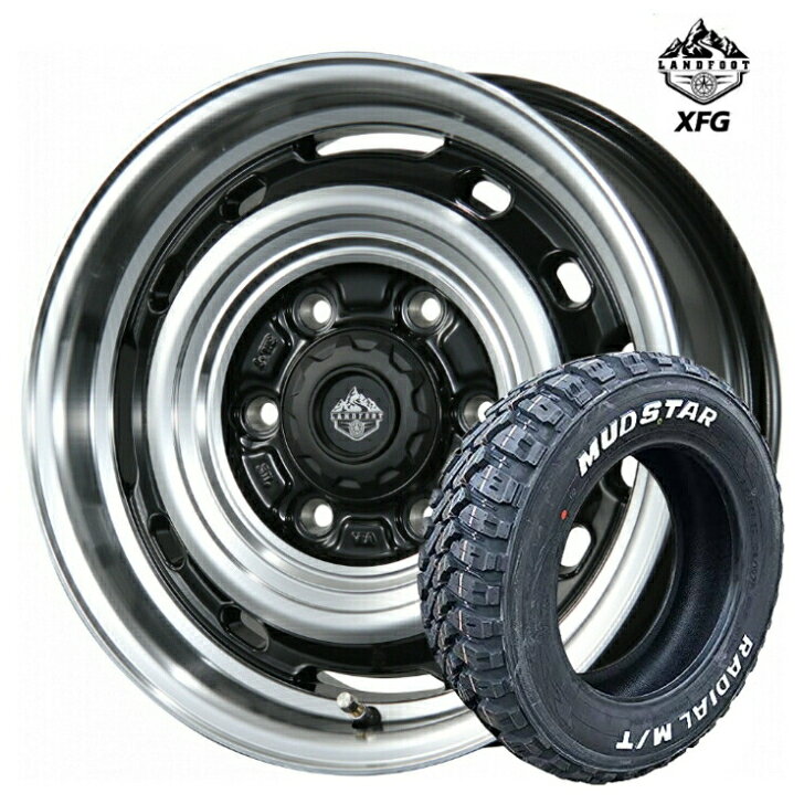 樂天商城 - ハイエース 200系 新品 タイヤ ホイール 4本 ブラック 黒15×6.0J インセット +33 6H 139.7 トピー ランドフット XFG195/80R15 107/105N LT マッドスター ラジアル M/T
