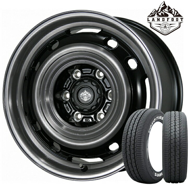 15×6.0J インセット +33 6H 139.7 トピー ランドフット XFG ブラック ポリッシュ195/80R15 TOYO トーヨー H30 ホワイトレターハイエース