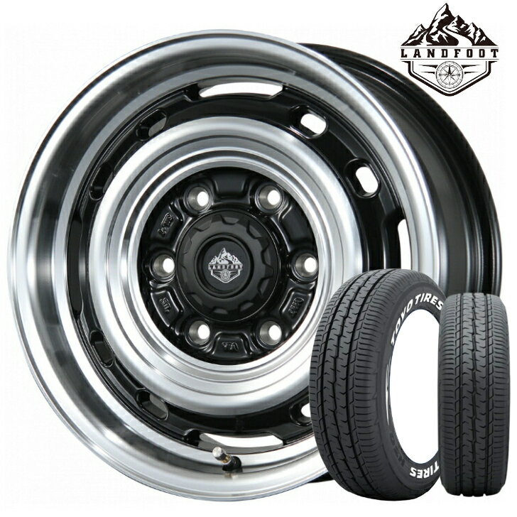 樂天商城 - 15×6.0J インセット +33 6H 139.7 トピー ランドフット XFG グロスブラック ポリッシュ195/80R15 TOYO トーヨー H30 ホワイトレターハイエース