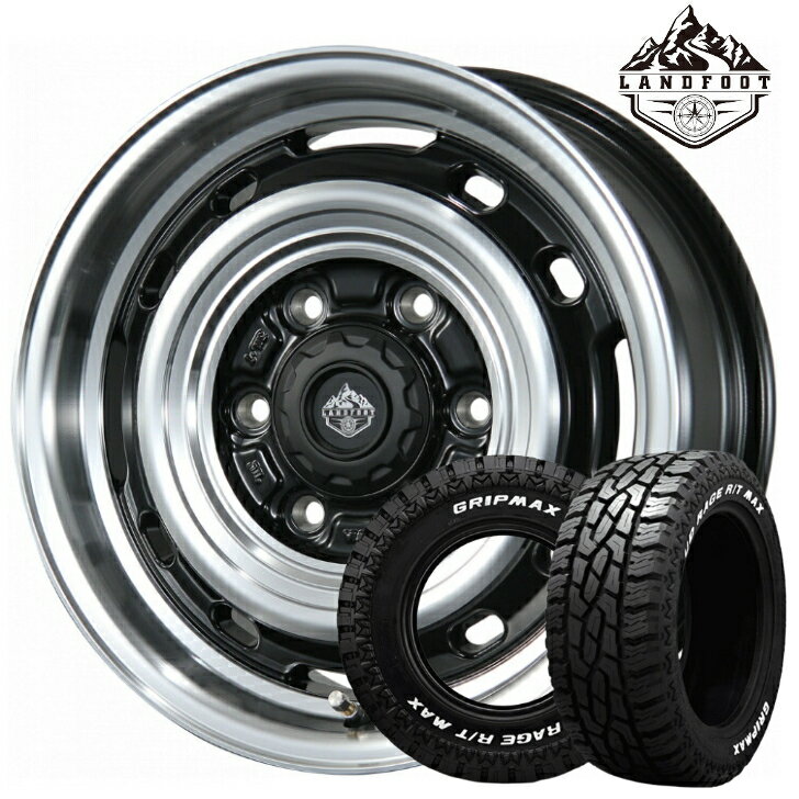 15×6.0J インセット +33 6H 139.7 トピー ランドフット XFG グロスブラック ポリッシュマッドレイジ R/T 195R15C 107/105Qハイエース
