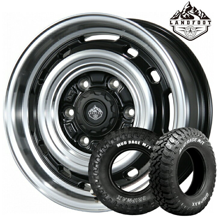 15×6.0J インセット +33 6H 139.7 トピー ランドフット XFG グロスブラック ポリッシュマッドレイジ M/T 195R15C 107/105Qハイエース