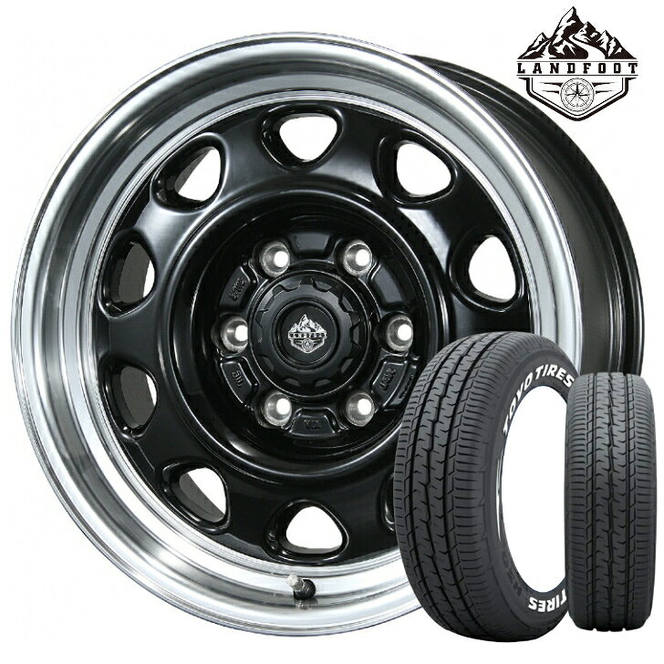 樂天商城 - 15×6.0J インセット +33 6H 139.7 トピー ランドフット SWZ ブラック ポリッシュ195/80R15 TOYO トーヨー H30 ホワイトレターハイエース