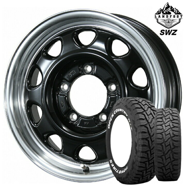 樂天商城 - スズキ ジムニー JIMNY 新品 タイヤ ホイール16インチ 5.5J インセット+20 5H 139.7 4本 トピー ランドフット SWZ ブラック ポリッシュトーヨー オープンカントリー R/T 185/85R16
