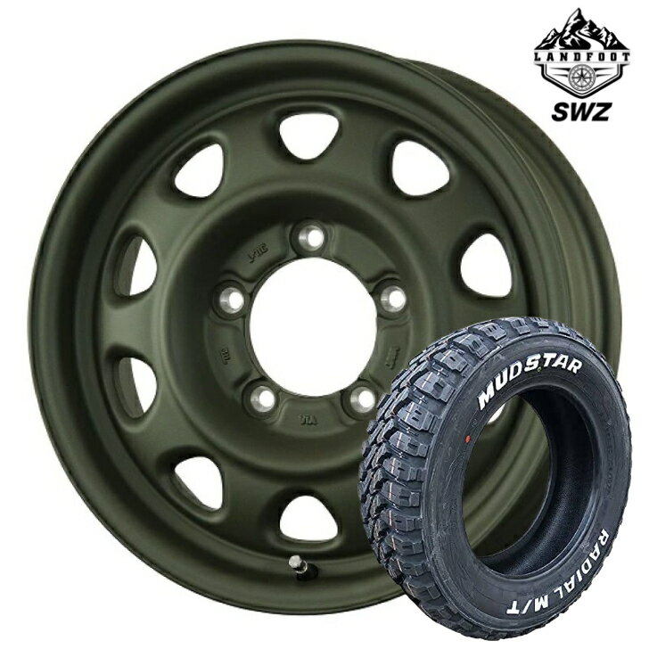 Rakuten - スズキ ジムニー JIMNY 新品 タイヤ ホイール16インチ 5.5J インセット+20 5H 139.7 4本 トピー ランドフット SWZ オリーブドラブマッドスター ラジアル M/T 215/70R16