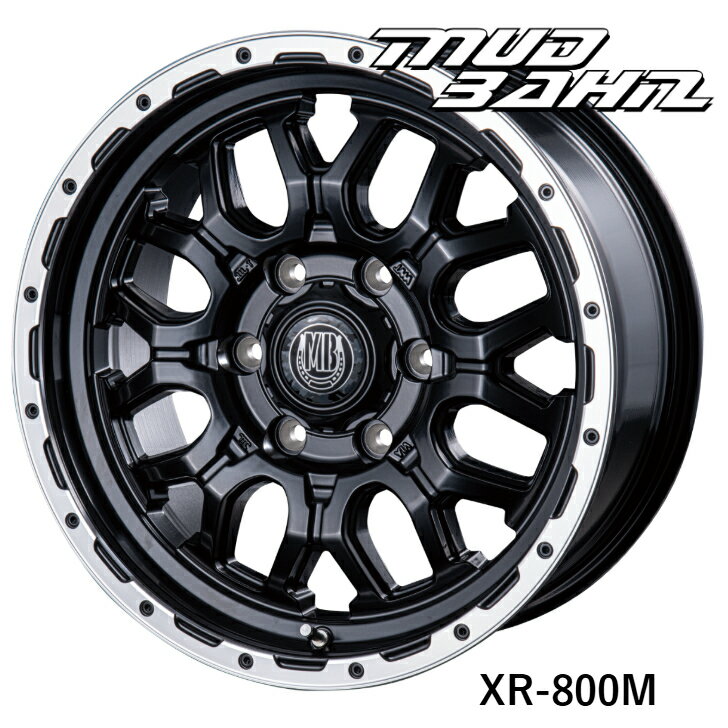 15×6.0 インセット+33 6H 139.7 ホイール 4本インターミラノ マッドバーン XR-800M ブラック 黒200系 ハイエース レジアス