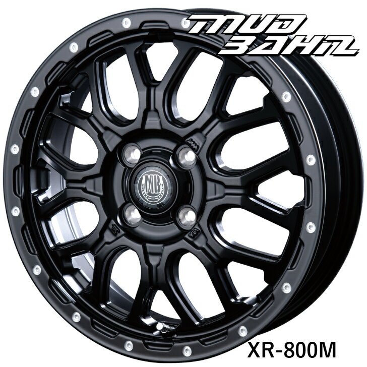 N-BOX N-ONE eKワゴン タント ムーヴ ウェイクNV100クリッパーリオ バモス エブリイワゴン14×4.5 インセット+45 4H 100 ホイール 4本インターミラノ マッドバーン XR-800M ブラック 黒