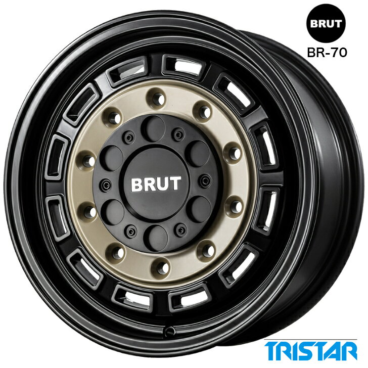 樂天商城 - 200系 ハイエース16×6.5J インセット+38 6-139.7 ベージュ ブラックトライスター ブルート BRUT BR-70 新品 ホイール 4本