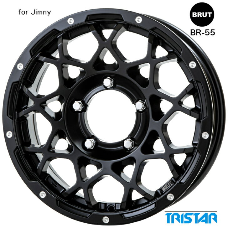 ジムニー JIMNY16×5.5J インセット+20 5-139.7 ブラック メッシュ 黒トライスター ブルート BRUT BR-55 新品 ホイール 4本