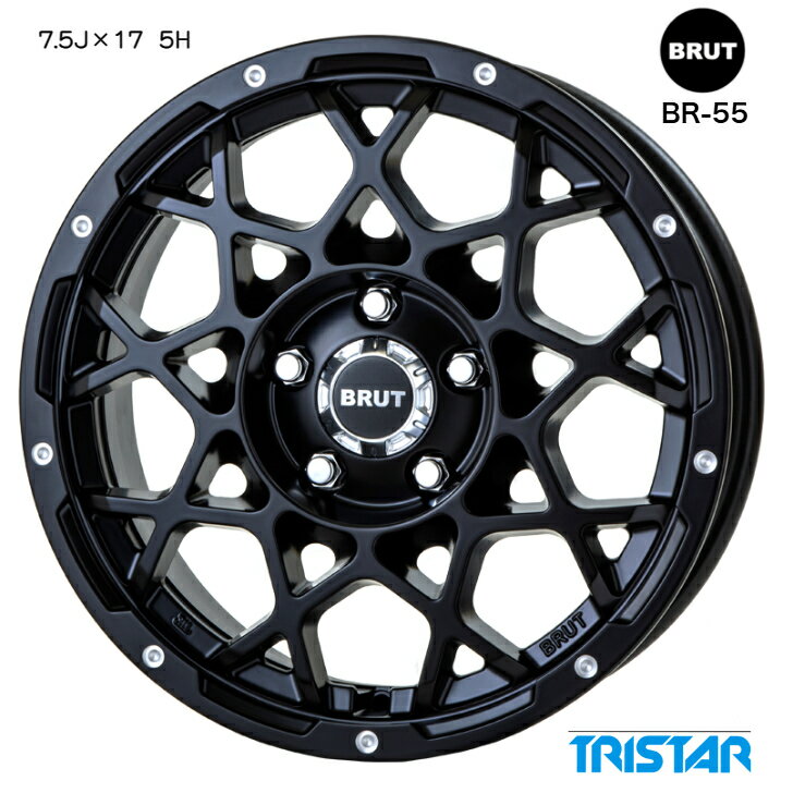 ジープ JEEP ラングラー JK/JL17×7.5J インセット+40 5-127 ブラック メッシュ 黒トライスター ブルート BRUT BR-55 新品 ホイール 4本
