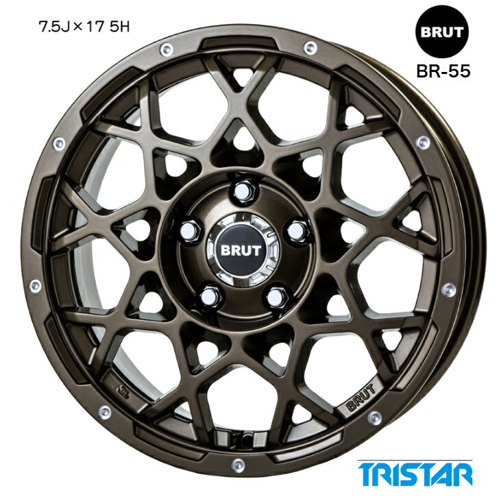 ジープ JEEP ラングラー JK/JL17×7.5J インセット+40 5-127 ゴールド メッシュ 金トライスター ブルート BRUT BR-55 新品 ホイール 4本