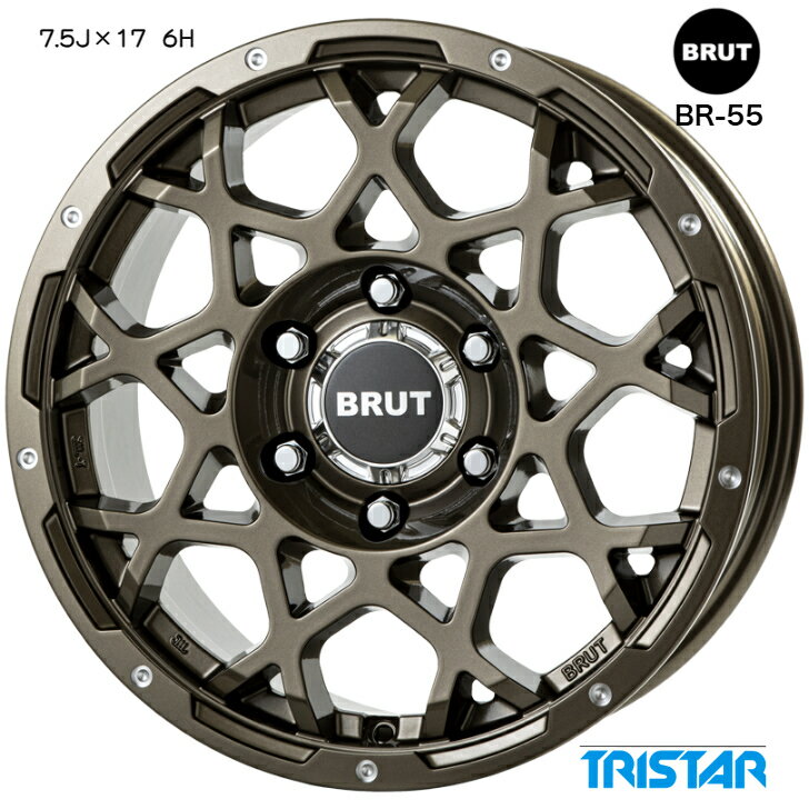 ランドクルーザープラド ハイラックス FJクルーザー17×7.5J インセット+20 6-139.7 ゴールド メッシュトライスター ブルート BRUT BR-55 新品 ホイール 4本