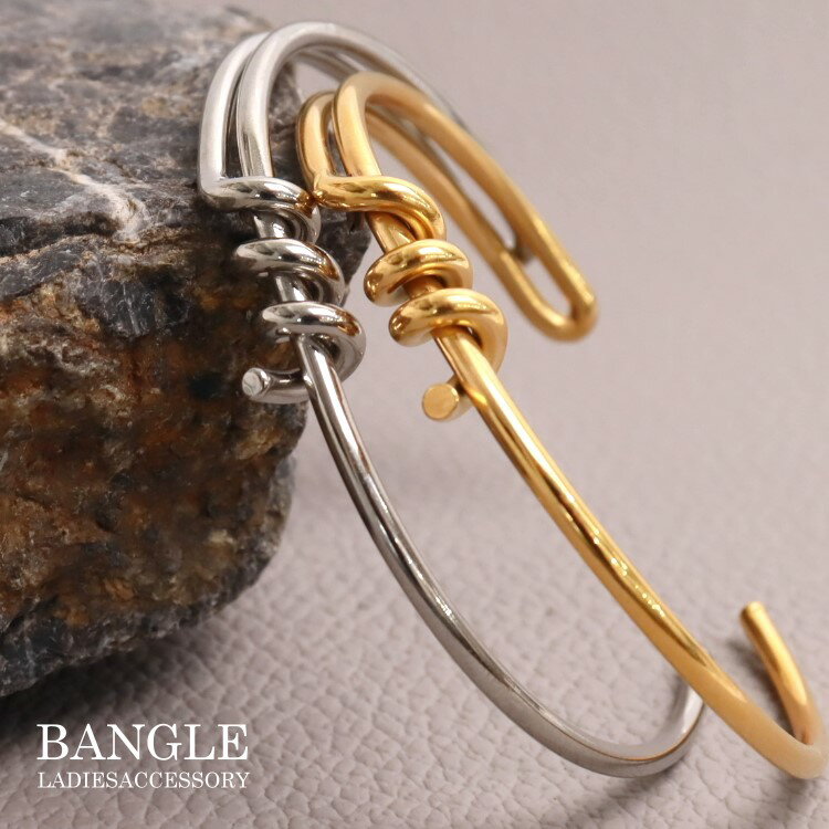 ノットモチーフ バングル レディース ブレスレット 結び目デザイン お洒落 可愛い アクセサリー ステンレス シルバー ゴールド カジュアル パーティードレス通販【あす楽_土曜営業】あす楽地域関西から九州限定【RCP】