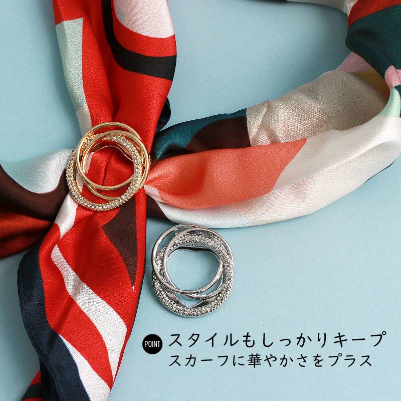 スカーフリング レディース クリップ式 ラインストーン付き アクセサリーパーツ お...