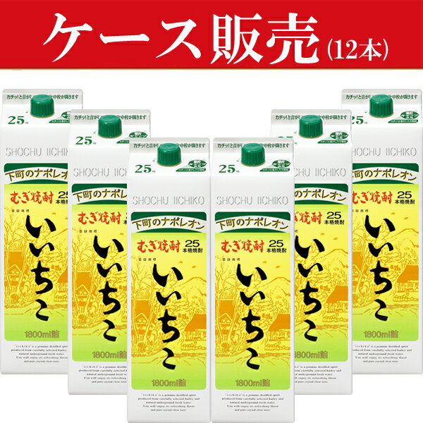 【ケース販売】　いいちこ　麦焼酎　25度　1800mlパック(2ケース/12本入り)