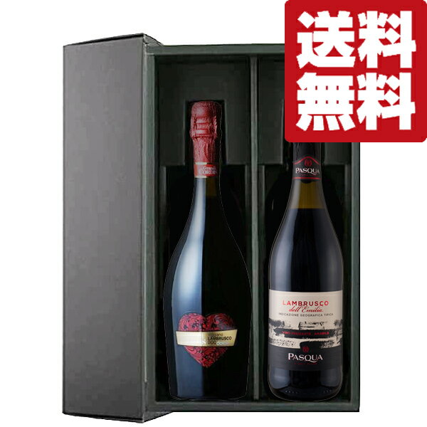 【送料無料・ワイン ギフトセット】甘くて飲みやすい！イタリアの微発泡ワイン 赤のランブルスコ 750ml×2本(豪華ギフト箱入り)(北海道・沖縄は送料+990円)