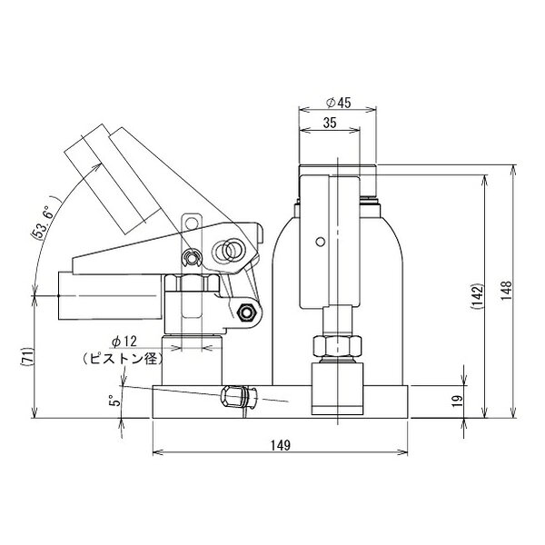 セミプロDIY店ファーストの今野製作所(EAGLE イーグル) 圧力計付ダルマジャッキ(低床) (旧型式：ED-60T-PG-75KM-60) DT-060-PG｜アングル2