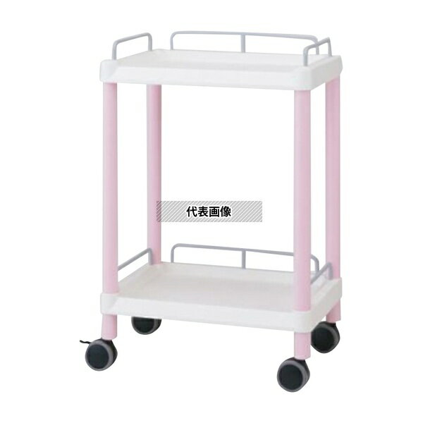 ●ナビス(アズワン) ME11E モバイルイージーカート(ガード枠付き:ピンク) 引出しなし 2段 540×370×820
