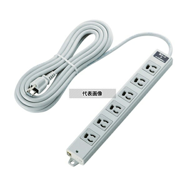 エレコム T-WRMK3650LG/RS 二重構造OAタップ 雷サージ 6口 5m