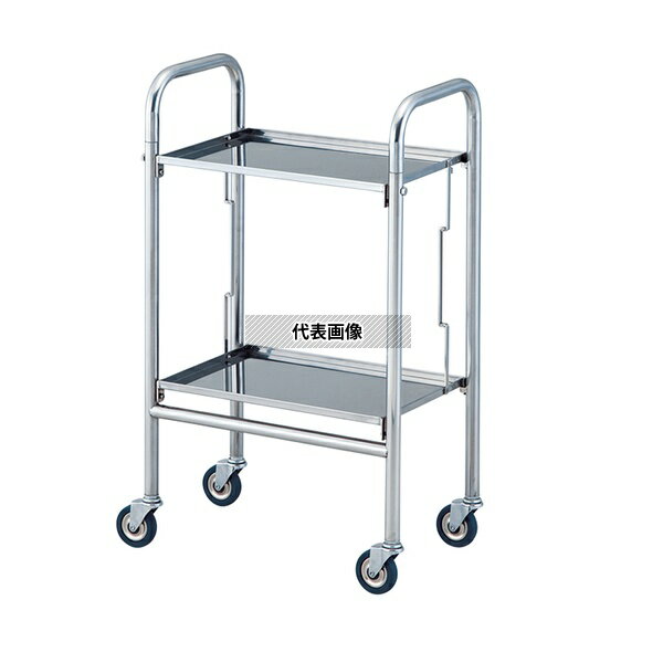 【アズワン AS ONE】看護、介護用品 運搬 院内運搬機器 ●収納時に場所をとらない折りたたみ式です。 商品の仕様 ●材質:ステンレス(SUS304) ●折りたたみ時サイズ:500×200×940mm(自立不可) ●天板サイズ:435×282mm ●キャスター:φ75mm(ストッパー無し) ●耐荷重:10kg/棚 ●重量:7kg ●足パイプ径:φ25mm ●幅×奥行×高さ(mm):500×290×830 ●型番:315 ●JANコード：4562108474306 【※ご注意ください】商品は代表の画像を使用しています。 【※ご注意ください】0