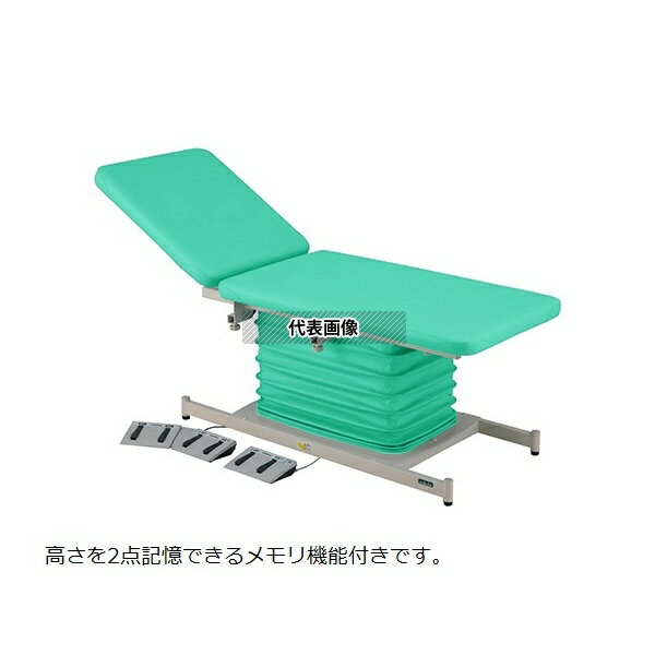ナビス(アズワン) ATE-6518PG-BRM カラフル電動診察台 メモリ 背上げ付 650×1800mm ライトグリーン [配送制限商品]