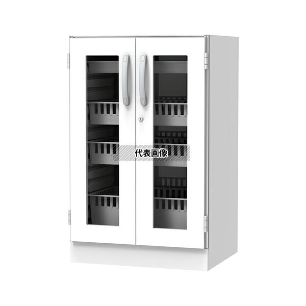 ナビス(アズワン) SL-T 材料キャビネット(ロータイプ・トレイ収納) 664×550×1050mm 両開きガラス扉 [配送制限商品]