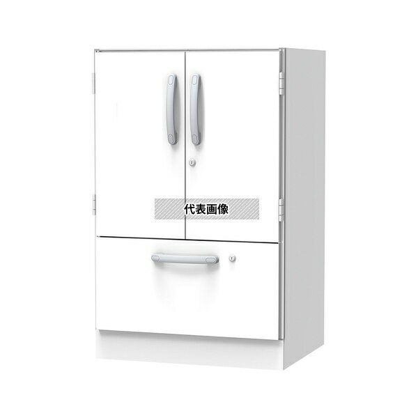 ナビス(アズワン) SL-TL 材料キャビネット(ロータイプ・トレイ収納+引出) 664×550×1050mm 両開き扉 [配送制限商品]