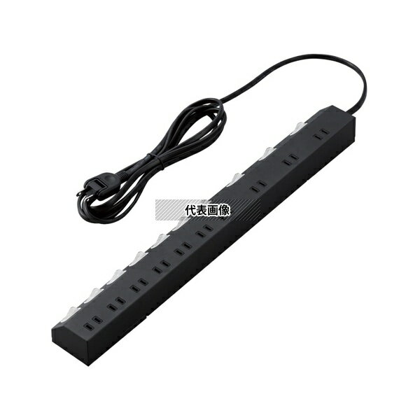 エレコム ECT-1625BK 雷ガードタップ 個別スイッチ ホコリ防止シャッター付き 回転脚付き 固定&吊下可能 10個口 2.5m ブラック