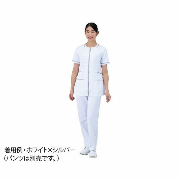 アズワン AS ONE ナビス看護・医療用品総合カタログ2022掲載商品 看護、介護用品＞ウエアー＞ナースウェア ●サテン素材で光沢感のあるラインがアクセントになり、医療現場に落ち着きと品格を与えてくれる一着です。 ●衿元のタックで程よいオシャレを楽しめます。 製品仕様 ●型番：780-40 S ●サイズ：S ●色：ホワイト×シルバー ●入数：1枚 ●素材：ポリエステル100％ ●ポケット：両脇ポケット、内ポケット付き両腰ポケット(右腰ポケットにはループ付き) ●制菌加工(SEK認定)、工業洗濯可、透け防止、吸汗速乾、制電加工、ストレッチ性あり ●着丈(cm)：66 ●胸囲(cm)：92 ●肩幅(cm)：37 ●袖丈(cm)：20 ●JANコード：4589827351893