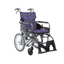 カワムラサイクル 車いす(アルミ製・背折れ式) 紫チェック 535×960×915mm KMD-A16-40-M A11 1台
