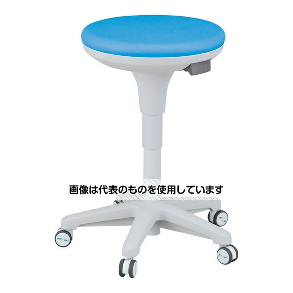 【アズワン AS ONE】看護、介護用品 事務・受付 病院事務、受付用品 ●座面径がΦ400mmのゆったりタイプです。 ●座面クッションは凹凸着脱方式のため、ワンタッチで座面交換が可能です。 ●立位に近い位置まで高さを調整できるので高作業者に適しています。分厚く、もっちり感のある座面が特長のロングライフ設計！ 商品の仕様 ●色：ブルー ●幅×奥行×高さ(mm)：510×510×475〜650 ●材質：座部／モールドウレタンクッション・ポリプロピレン、脚部／スチール粉体塗装・ポリプロピレン ●座面サイズ：Φ400mm ●重量：7kg ●キャスター：エラストマー製(シングルストッパー付、ねじ込み式) ●レザー：耐次亜塩素酸・耐アルコール・抗菌・防汚 【※ご注意ください】商品は代表の画像を使用しています。
