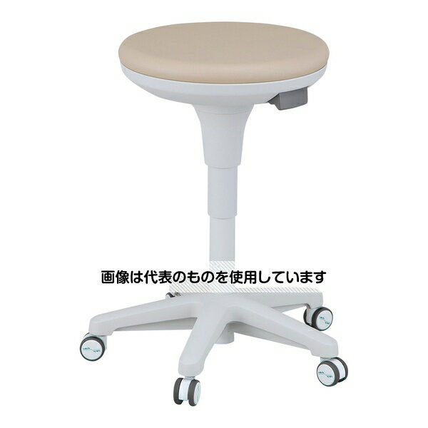 【アズワン AS ONE】看護、介護用品 事務・受付 病院事務、受付用品 ●座面径がΦ400mmのゆったりタイプです。 ●座面クッションは凹凸着脱方式のため、ワンタッチで座面交換が可能です。 ●立位に近い位置まで高さを調整できるので高作業者に適しています。分厚く、もっちり感のある座面が特長のロングライフ設計！ 商品の仕様 ●色：ベージュ ●幅×奥行×高さ(mm)：510×510×475〜650 ●材質：座部／モールドウレタンクッション・ポリプロピレン、脚部／スチール粉体塗装・ポリプロピレン ●座面サイズ：Φ400mm ●重量：7kg ●キャスター：エラストマー製(シングルストッパー付、ねじ込み式) ●レザー：耐次亜塩素酸・耐アルコール・抗菌・防汚 【※ご注意ください】商品は代表の画像を使用しています。