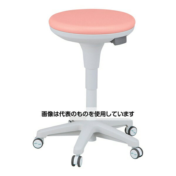 【アズワン AS ONE】看護、介護用品 事務・受付 病院事務、受付用品 ●座面径がΦ400mmのゆったりタイプです。 ●座面クッションは凹凸着脱方式のため、ワンタッチで座面交換が可能です。 ●立位に近い位置まで高さを調整できるので高作業者に適しています。分厚く、もっちり感のある座面が特長のロングライフ設計！ 商品の仕様 ●色：ピンク ●幅×奥行×高さ(mm)：510×510×475〜650 ●材質：座部／モールドウレタンクッション・ポリプロピレン、脚部／スチール粉体塗装・ポリプロピレン ●座面サイズ：Φ400mm ●重量：7kg ●キャスター：エラストマー製(シングルストッパー付、ねじ込み式) ●レザー：耐次亜塩素酸・耐アルコール・抗菌・防汚 【※ご注意ください】商品は代表の画像を使用しています。