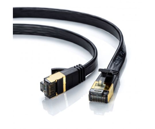 アズワン(AS ONE) 5 m フラットLANケーブル(CAT8/ブラック) EA764BB-465 入数：1本