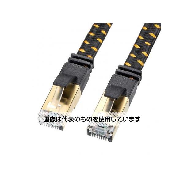 アズワン(AS ONE) 5 m フラットLANケーブル(CAT8/メッシュ/ブラック) EA764BB-485 入数：1本